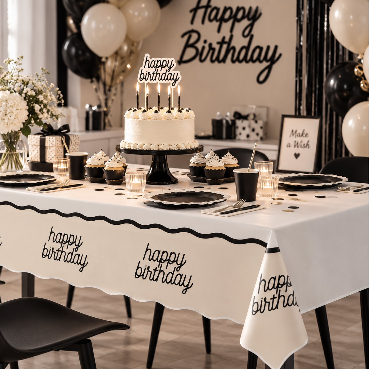 Birthday Chic Plastic Tablecover (x1u)