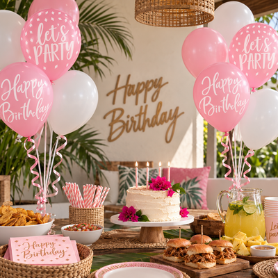 Blush Birthday Latex Balloons 12" (x15u)