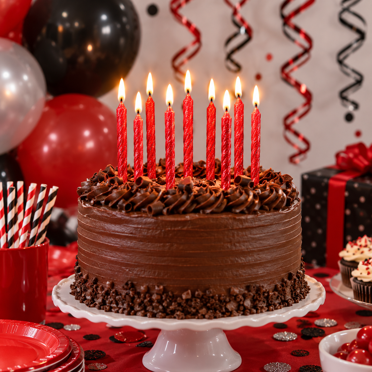 Candles Large Glitter Spiral Red (x24u)