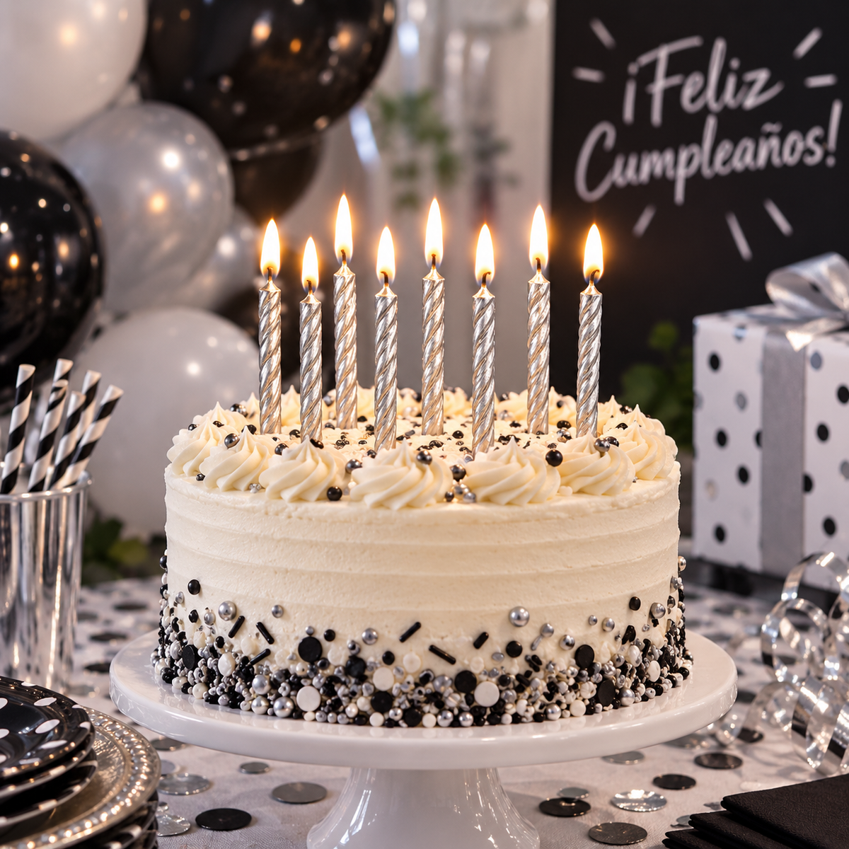Silver Spiral Birthday Candles (x12u)