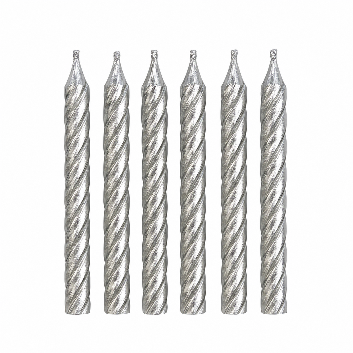 Silver Spiral Birthday Candles (x12u)