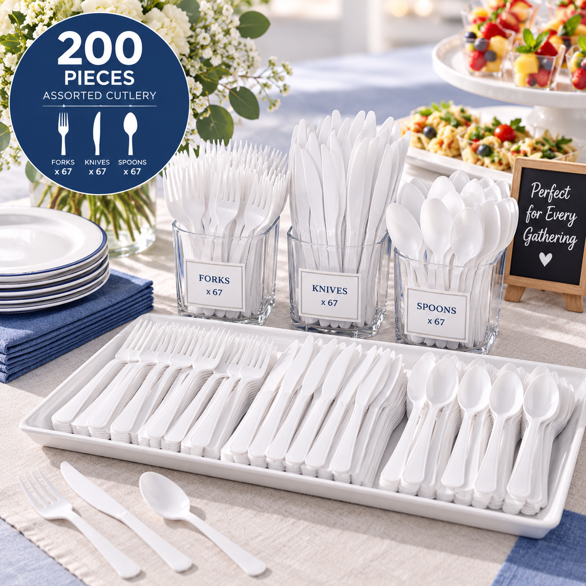 Reusable Cutlery Assortment Frosty White (x200u)