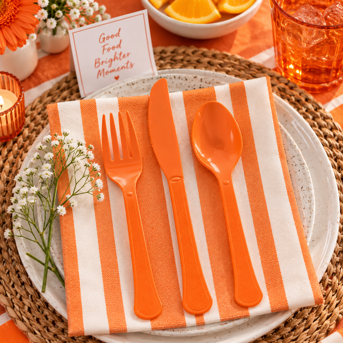 Reusable Cutlery Assortment Orange Peel (x80u)