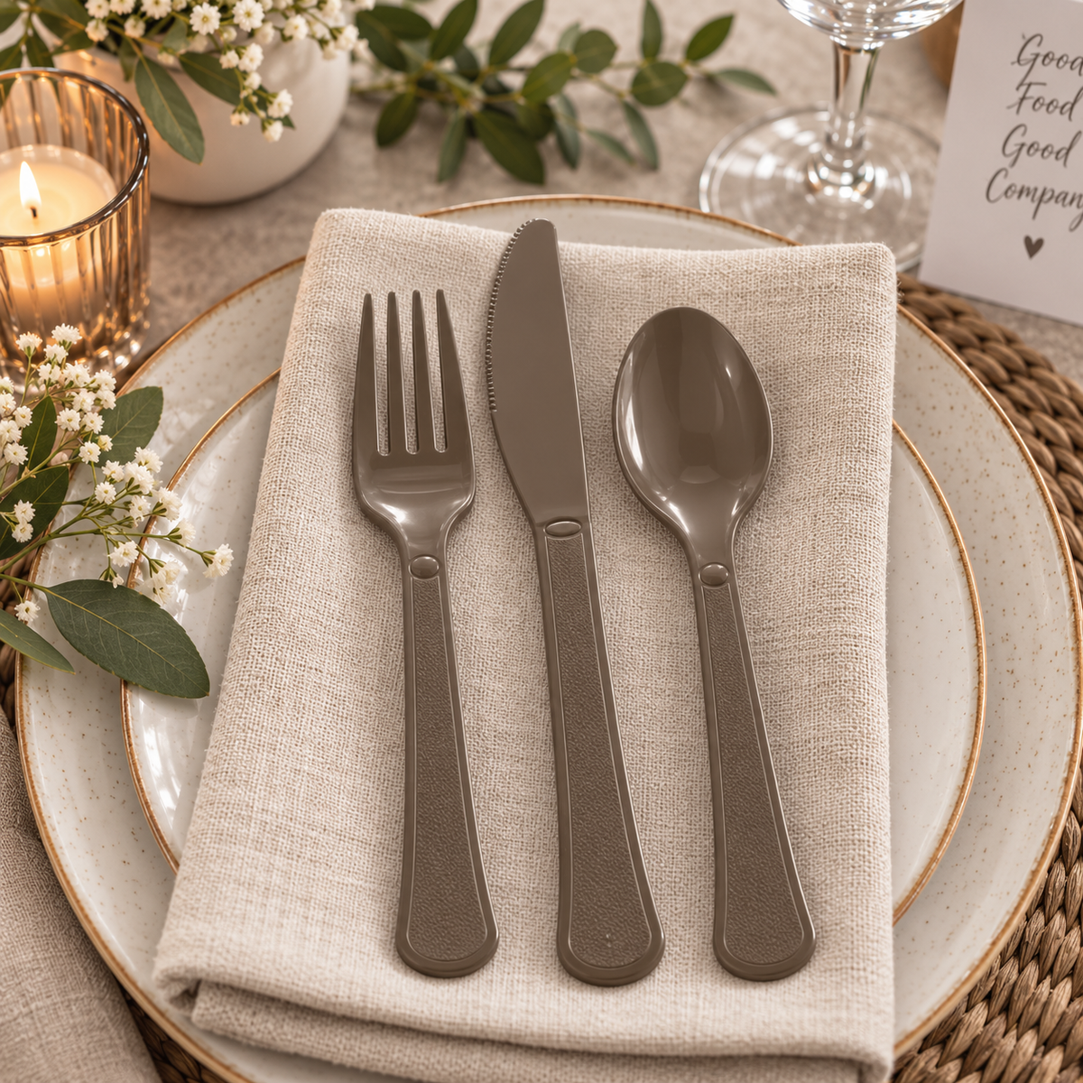 Reusable Cutlery Assortment Taupe (x80u)