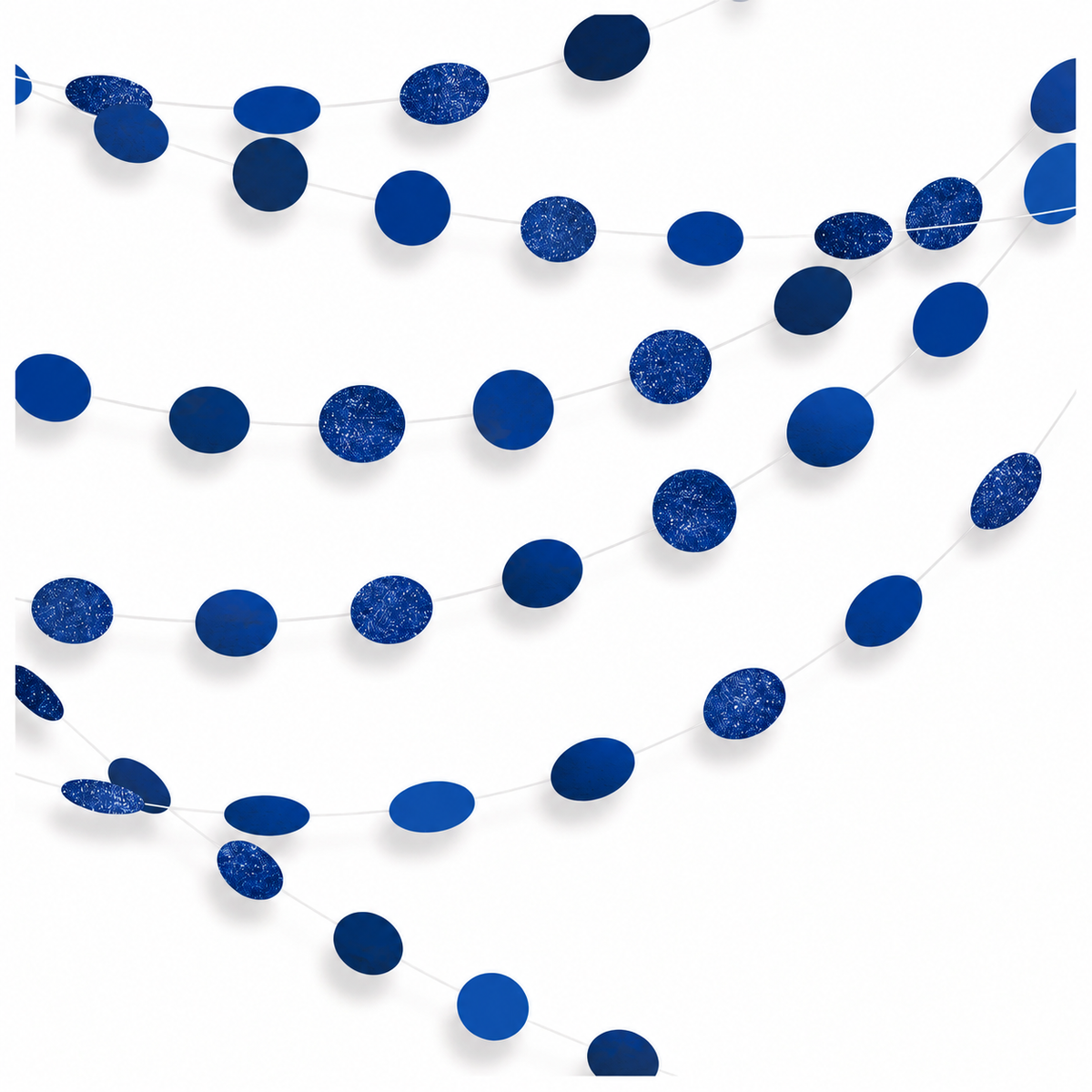 Round Glitter String Decorations Royal Blue (x6u)