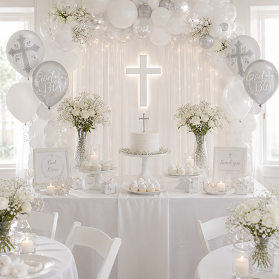 God Bless Bautizo Comunion Latex Balloons 12" (x15u)
