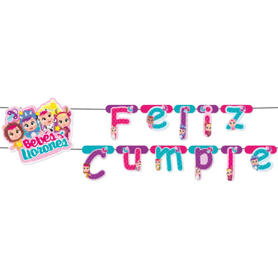 LETRERO FELIZ CUMPLE BEBES LLORONES (x1 UNIDAD)