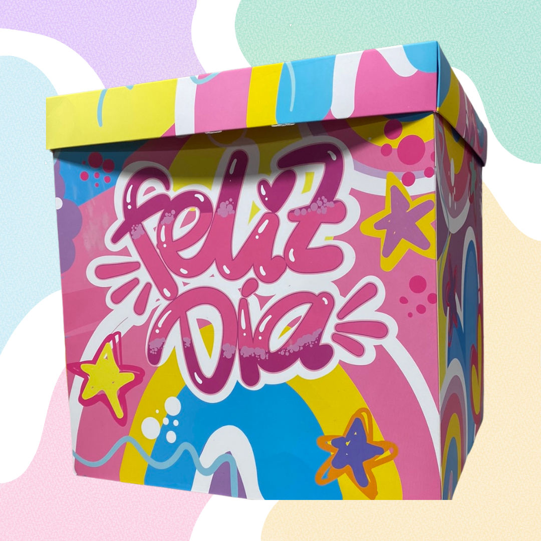 Caja Empaque GRANDE Feliz dia Arcoiris