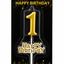 Happy Birthday Candle with Numbers Silver and Gold