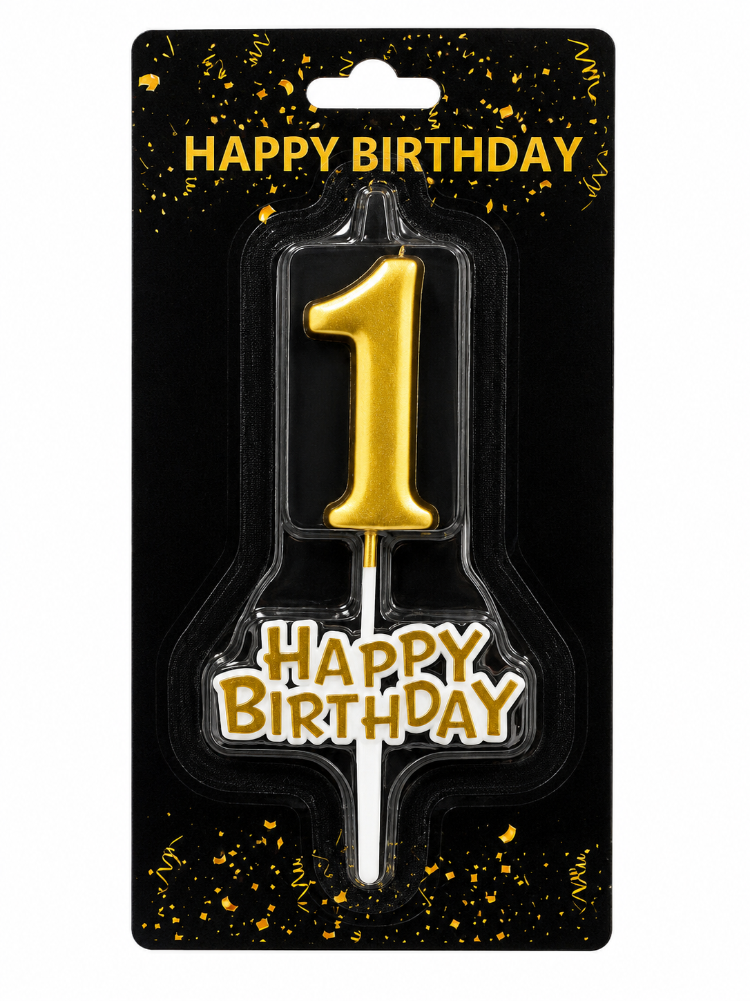 Happy Birthday Candle with Numbers Silver and Gold