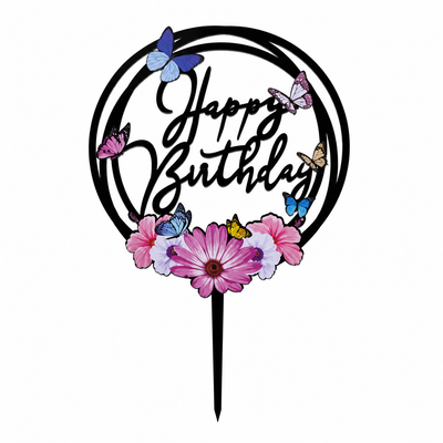 Butterfly Happy Birthday Cake Topper (x1)