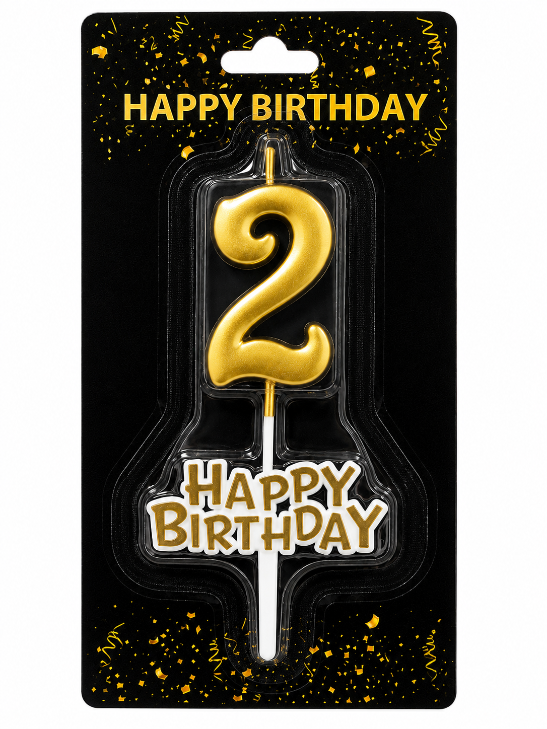 Happy Birthday Candle with Numbers Silver and Gold