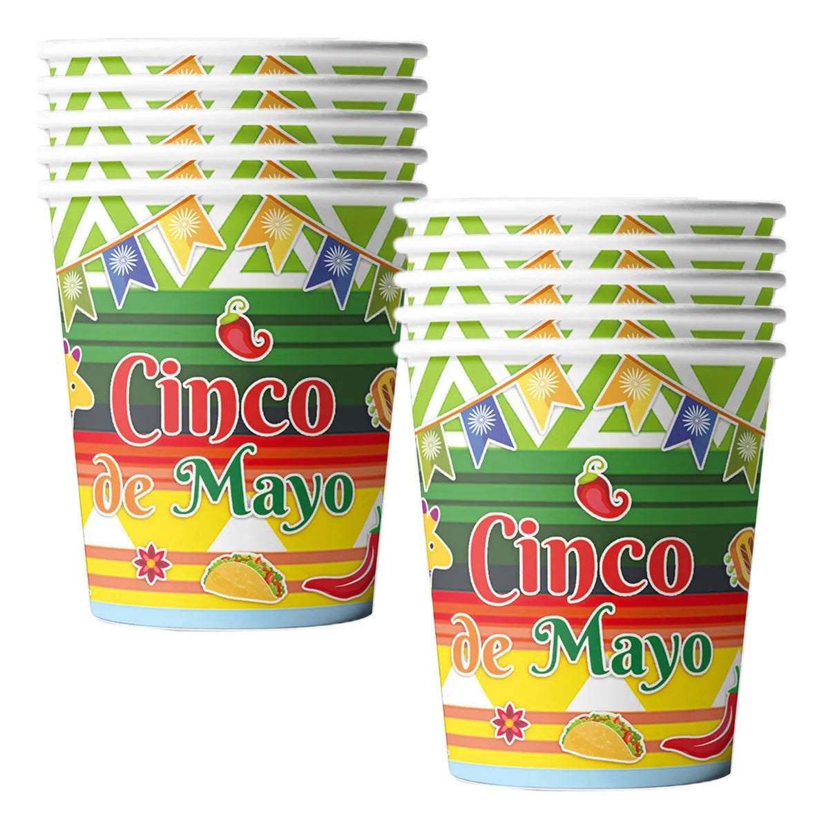 Vasos Mexico Cinco de Mayo (x10u)
