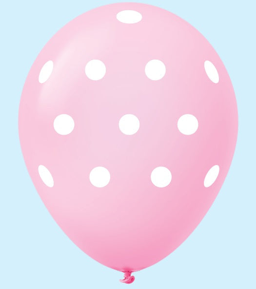 Pastel Pink Polka Dots Latex Balloons 12" 25ct