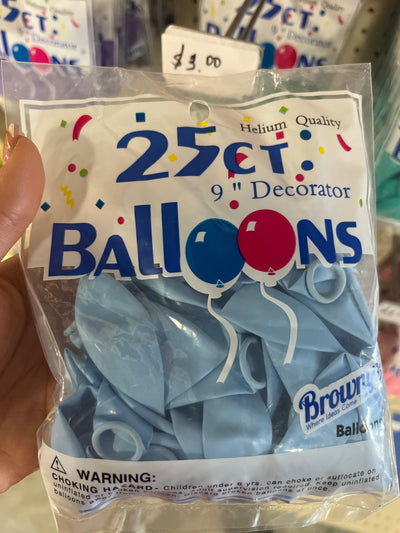 Browny Latex Balloons 9" Macaron Blue 25pcs