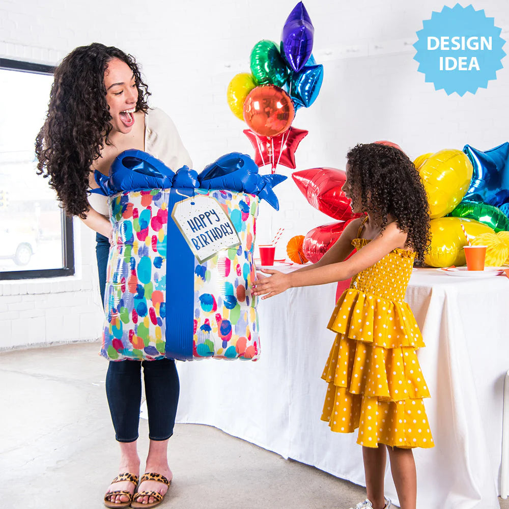 SuperShape Painterly Dots Birthday 27” Foil Balloon