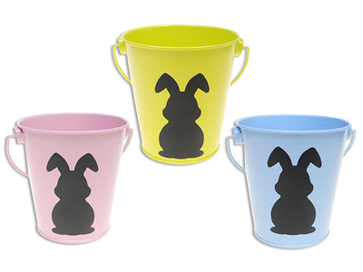 Cubo metal con conejito de Pascua (x3u)