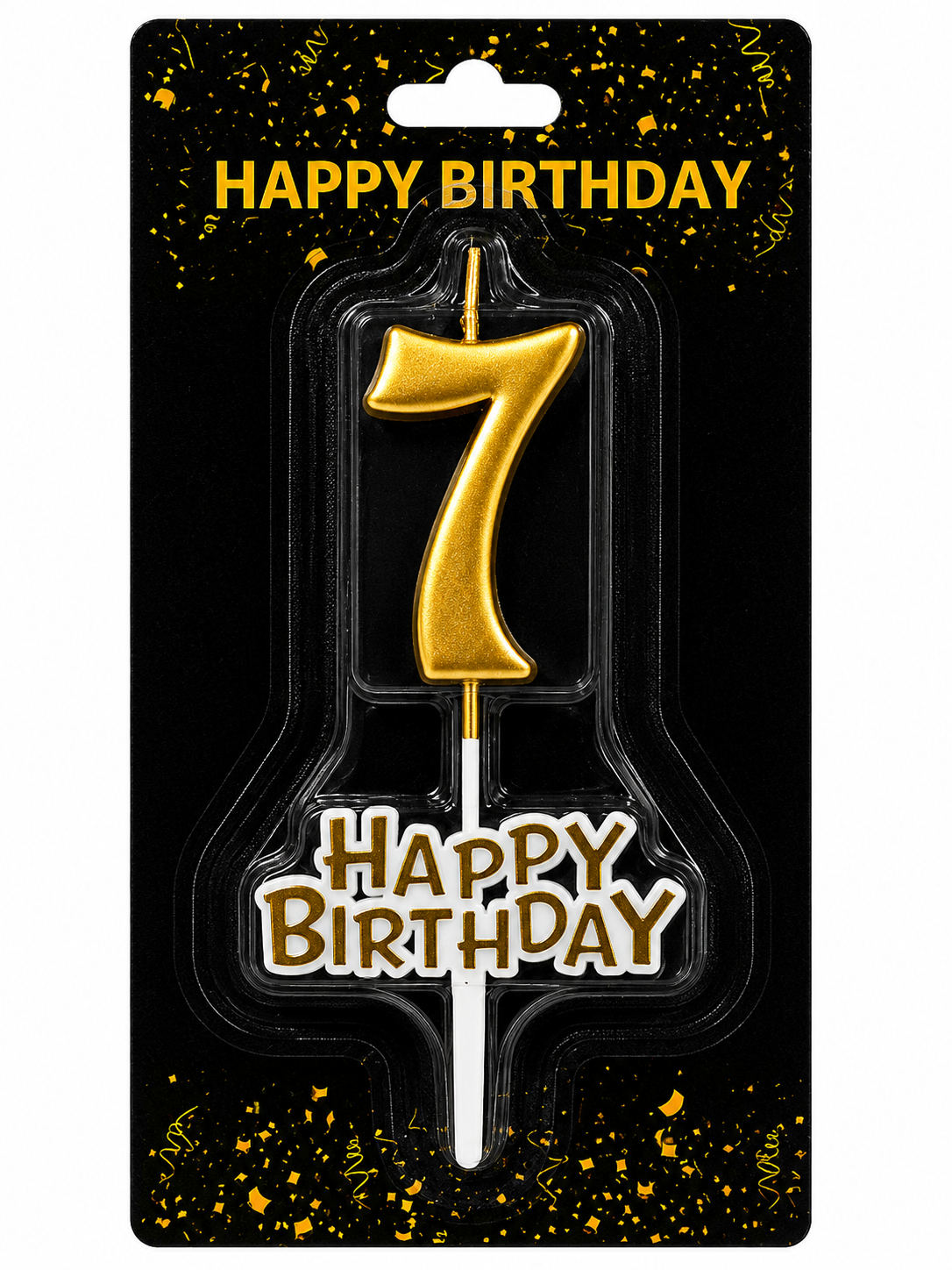 Happy Birthday Candle with Numbers Silver and Gold