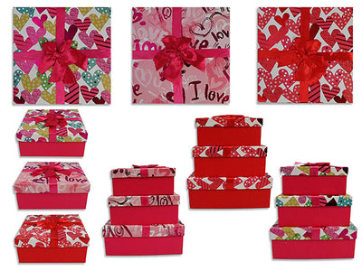 Set de 3 Cajas de Regalo Cuadradas con Corazones – Mate y Foil