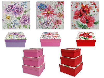 Set de 3 Cajas de Regalo Cuadradas con Mariposas – Mate y Foil