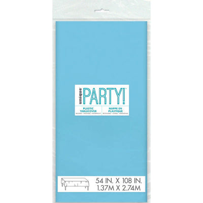 Light Blue Plastic Tablecover 54in x 108in