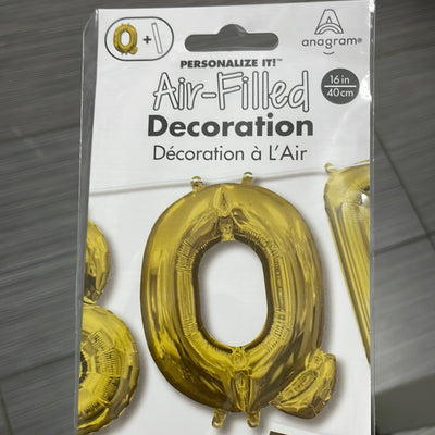Letter "Q" White Gold Air Filled