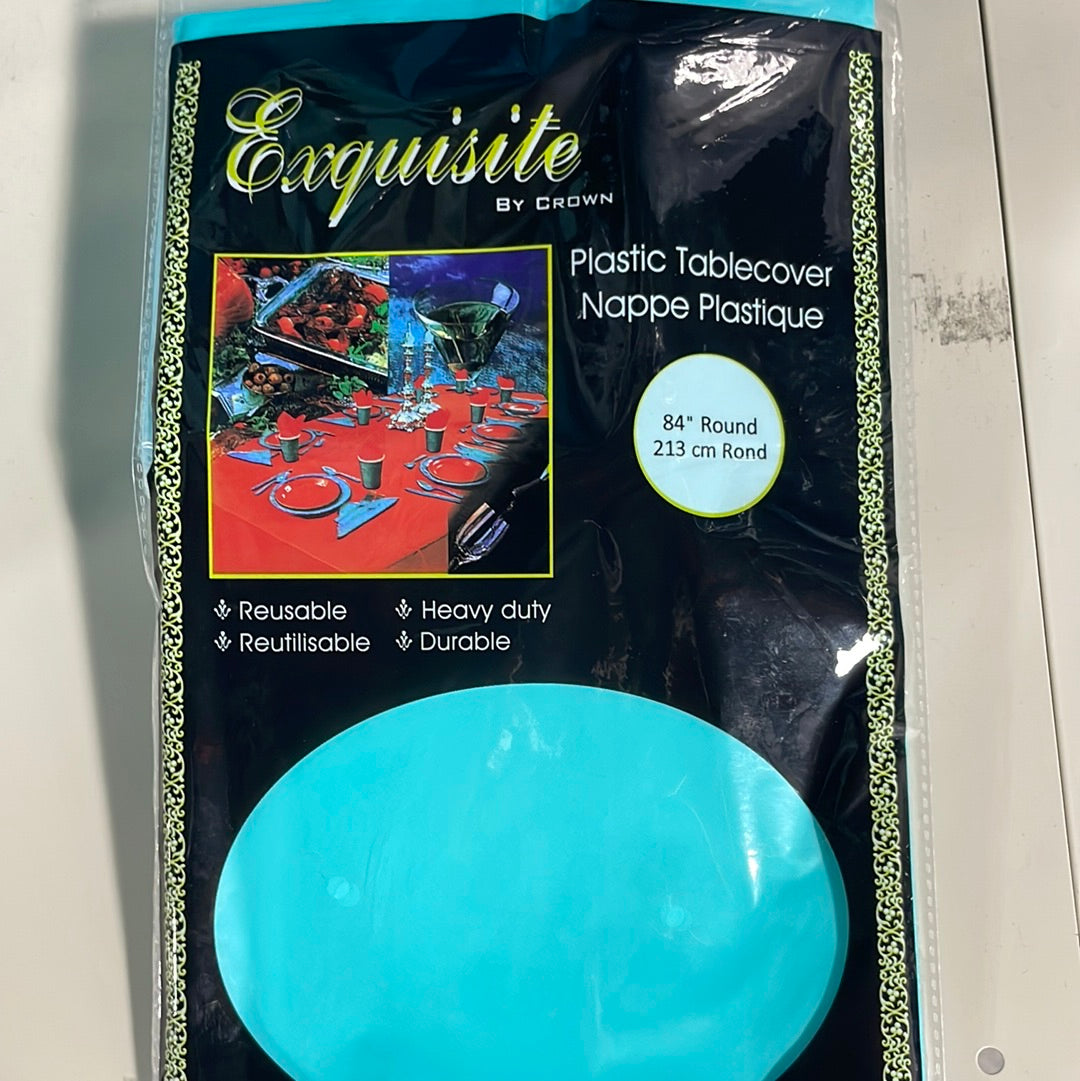 Plastic Round Tablecover - Aqua