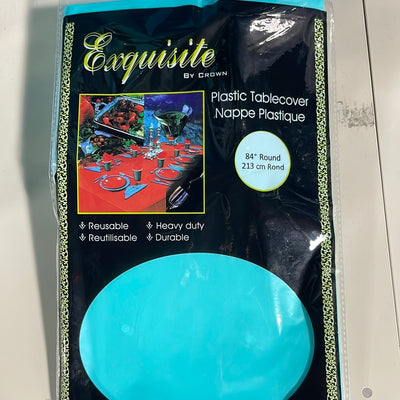 Plastic Round Tablecover - Aqua