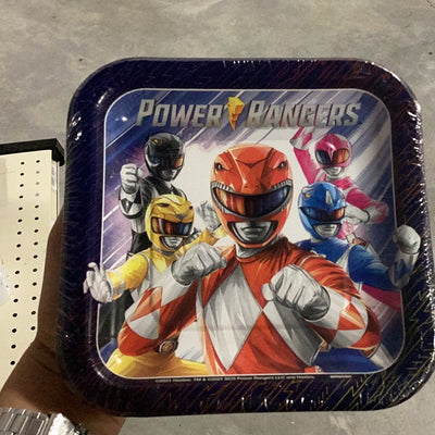 Plates Square 7" POWER RANGERS (x8u)