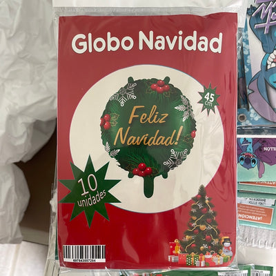 Globo Metalizado Redondo Feliz Navidad X Unidad