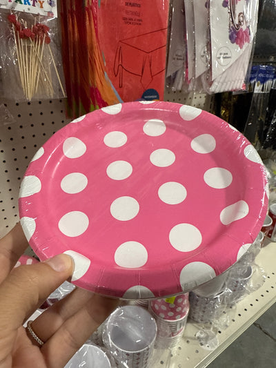 Hot Pink Dots Plates 7" 8pcs