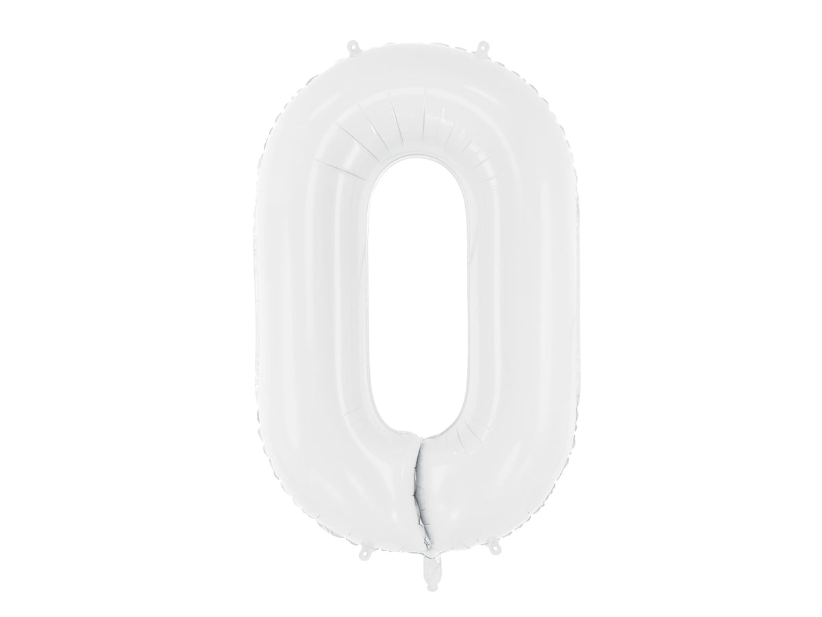 Number 0 Foil Balloon 34in White Jumbo