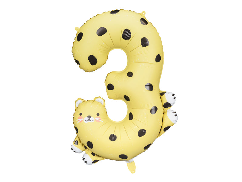 FOIL BALLOON NUMBER "3" CHEETAH (68X98CM)