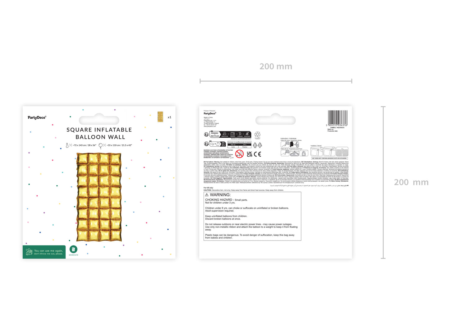 RECTANGULAR FOIL BALLOON BACKDROP GOLD (72x143CM)