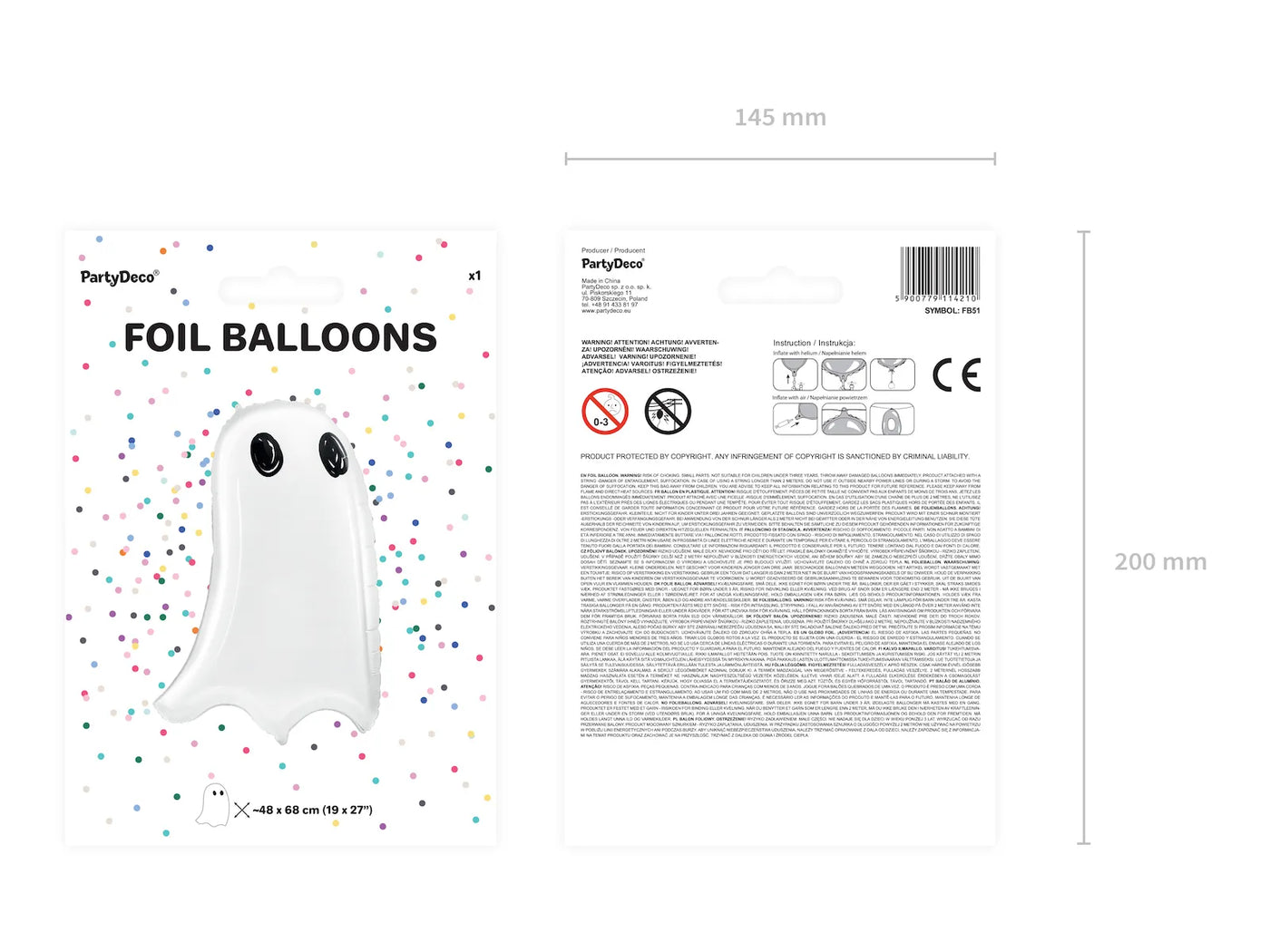 Boo Fantasma Foil Balloon 18x26"