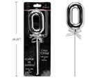 9" Silver Cake Topper with stem & ribbon #0
