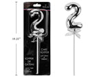 9" Silver Cake Topper with stem & ribbon #2