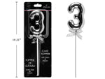 9" Silver Cake Topper with stem & ribbon #3