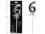 9" Silver Cake Topper with stem & ribbon #6
