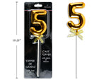 9" Gold Cake Topper with stem & ribbon #5
