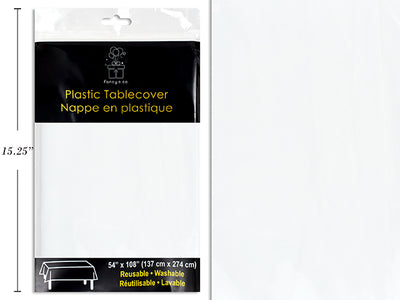 White Plastic Rectangular Table Cover 54x108" Heavy Duty ( 40.5 sq. ft )