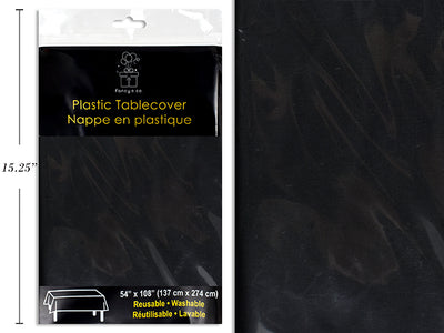 Black Plastic Rectangular Table Cover 54x108" Heavy Duty ( 40.5 sq ft )