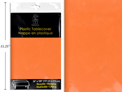 Orange Plastic Rectangular Table Cover 54x108" Heavy Duty ( 40.5 sq ft )