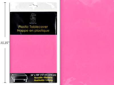 Pink Plastic Rectangular Table Cover 54x108" Heavy Duty ( 40.5 sq ft. )
