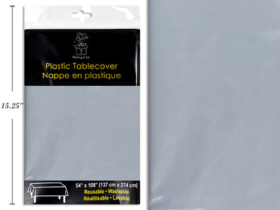 Silver Plastic Rectangular Table Cover 54x108" Heavy Duty ( 40.5 sq ft )