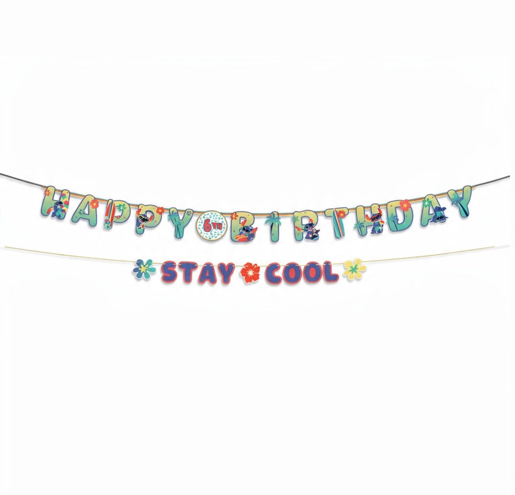 Stitch Customizable Happy Birthday Banner 10.7ft