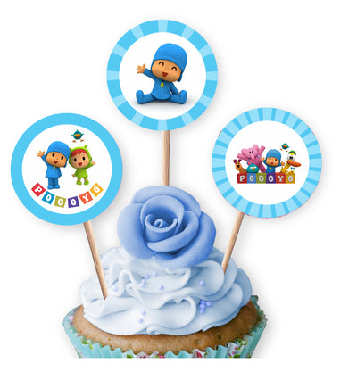 PALILLOS DECORADORES CUPCAKE X 12 POCOYO