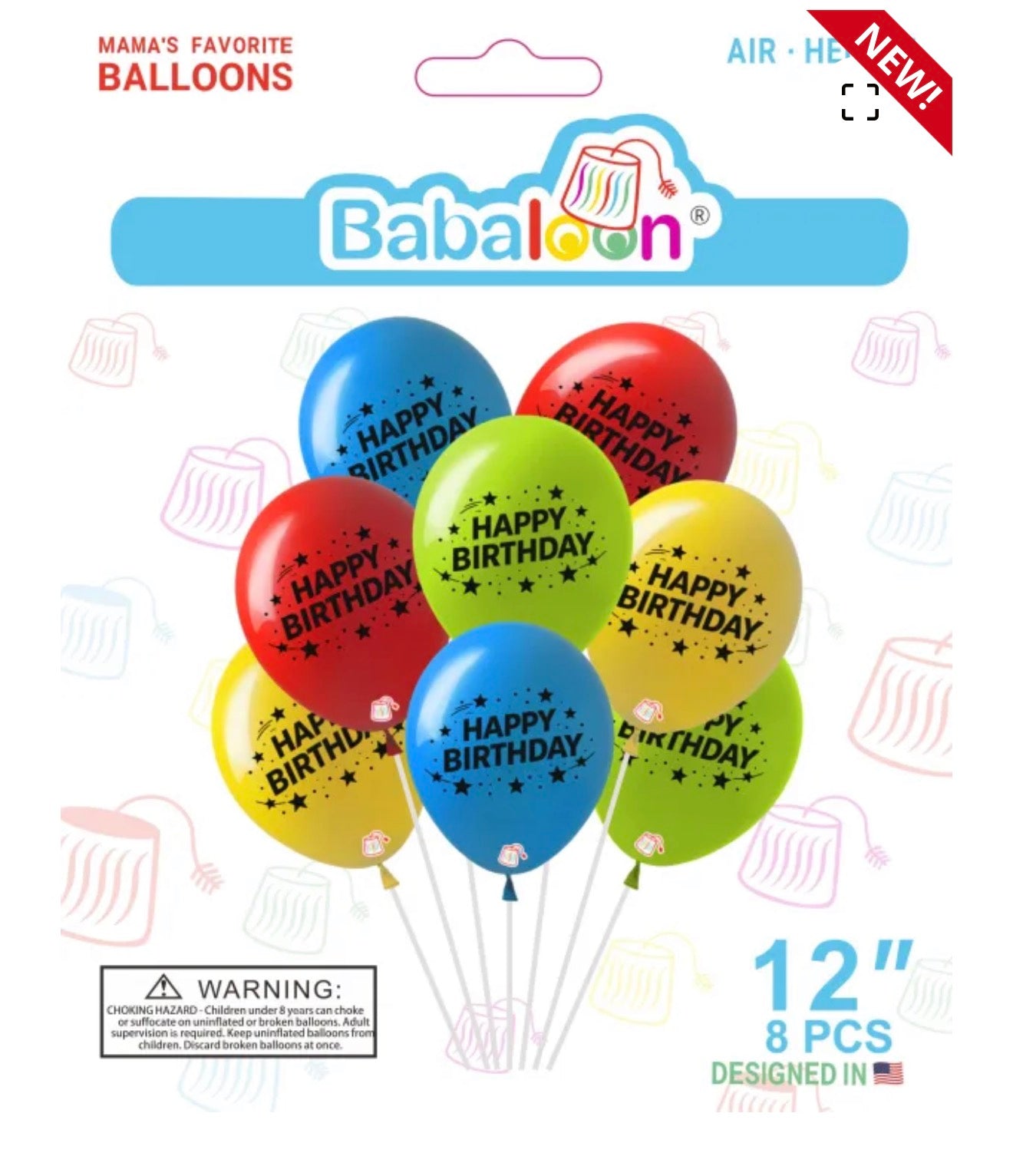 Latex Balloon 12" Happy Bday Bright Assorted (x8u)