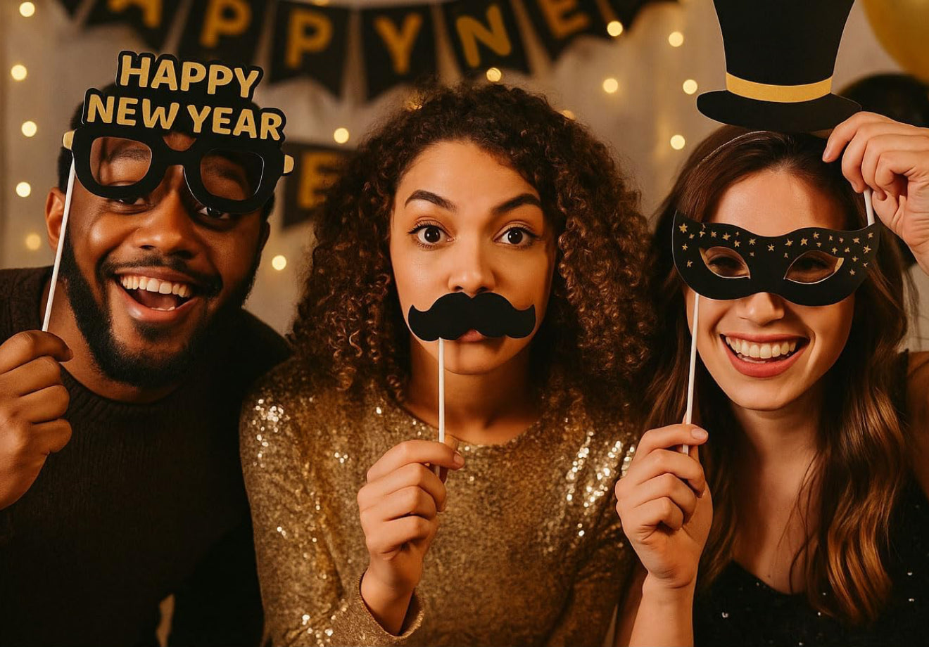 New Year Glitter/ Foil Photo Booth Props (x10u)