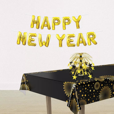 New Year Banner Balloon Streamer - Gold